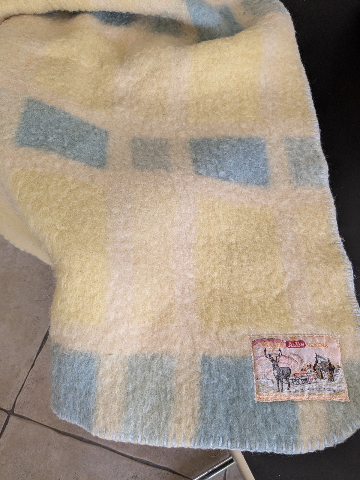 Vintage wollen baby deken, Kinderen en Baby's, Ophalen of Verzenden, Deken