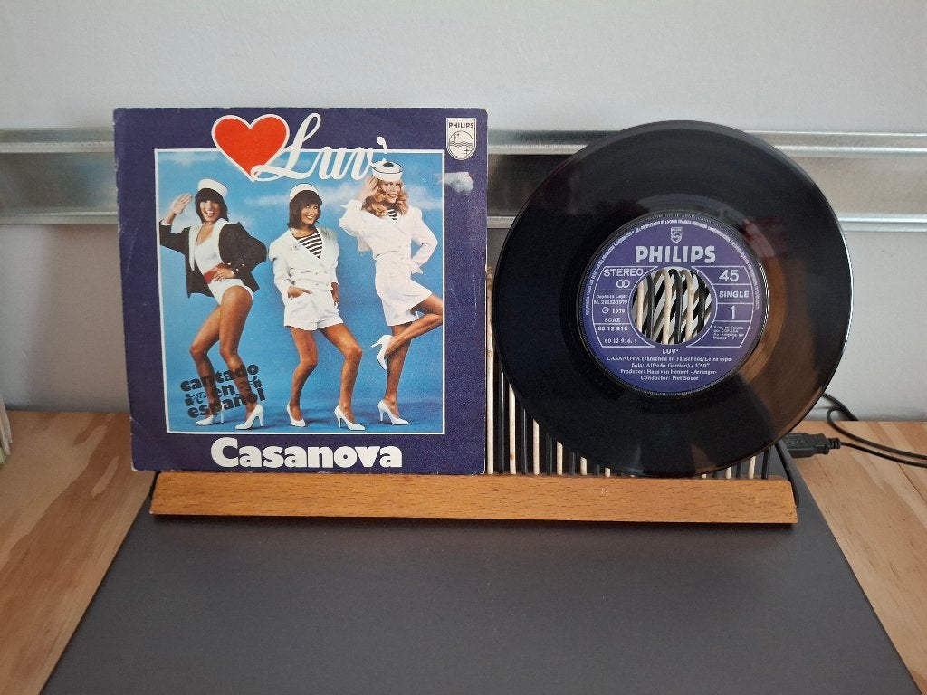 Luv-Casanova(Spaanse versie) (93) 5 euro vaste prijs, Cd's en Dvd's, Vinyl Singles, 7 inch, Zo goed als nieuw, Pop, Fotohoes
