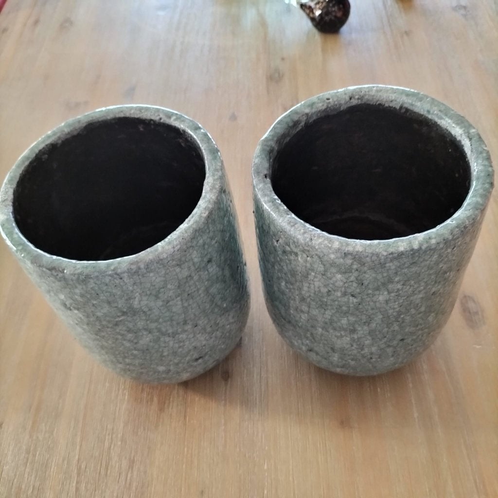 2 Aardewerk bloempotten, Ophalen, Gebruikt, Rond, Aardewerk