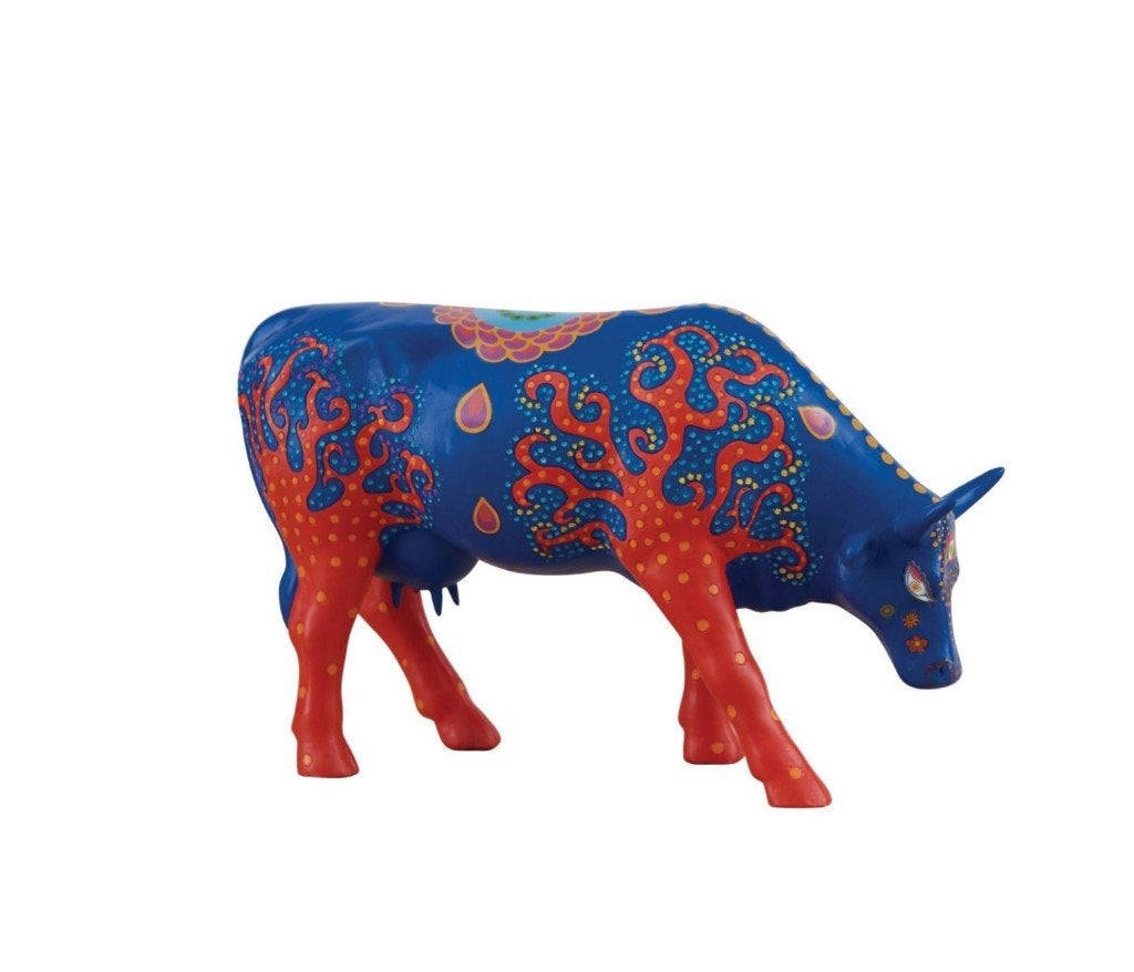 Nieuw Cow Parade koe Folk cow large gratis verzending., Antiek en Kunst, Kunst | Designobjecten, Ophalen of Verzenden, Beeld, Handgemaakt