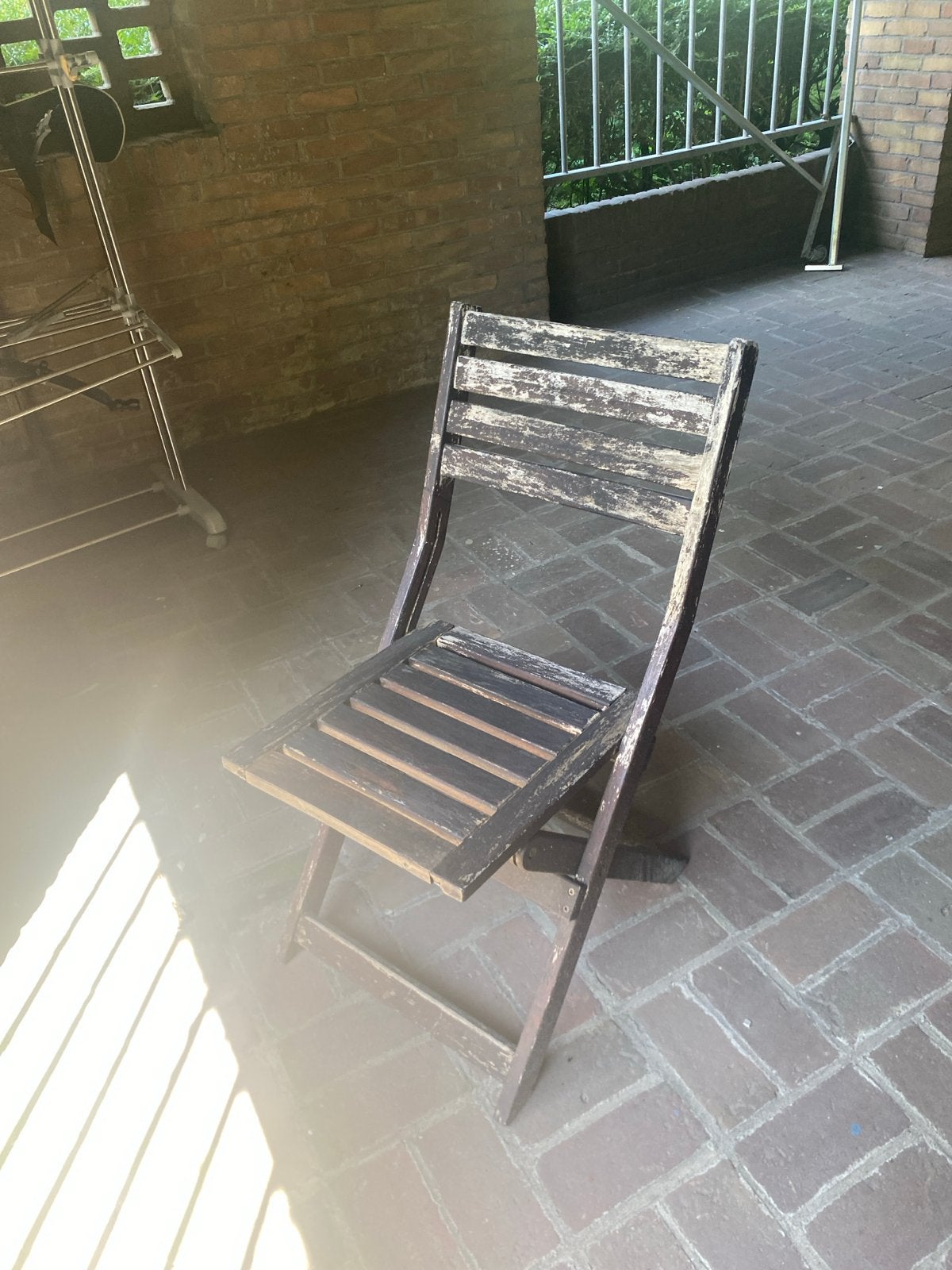 Oude houten klapstoel - opknapper, Ophalen, Gebruikt, Zwart, Eén