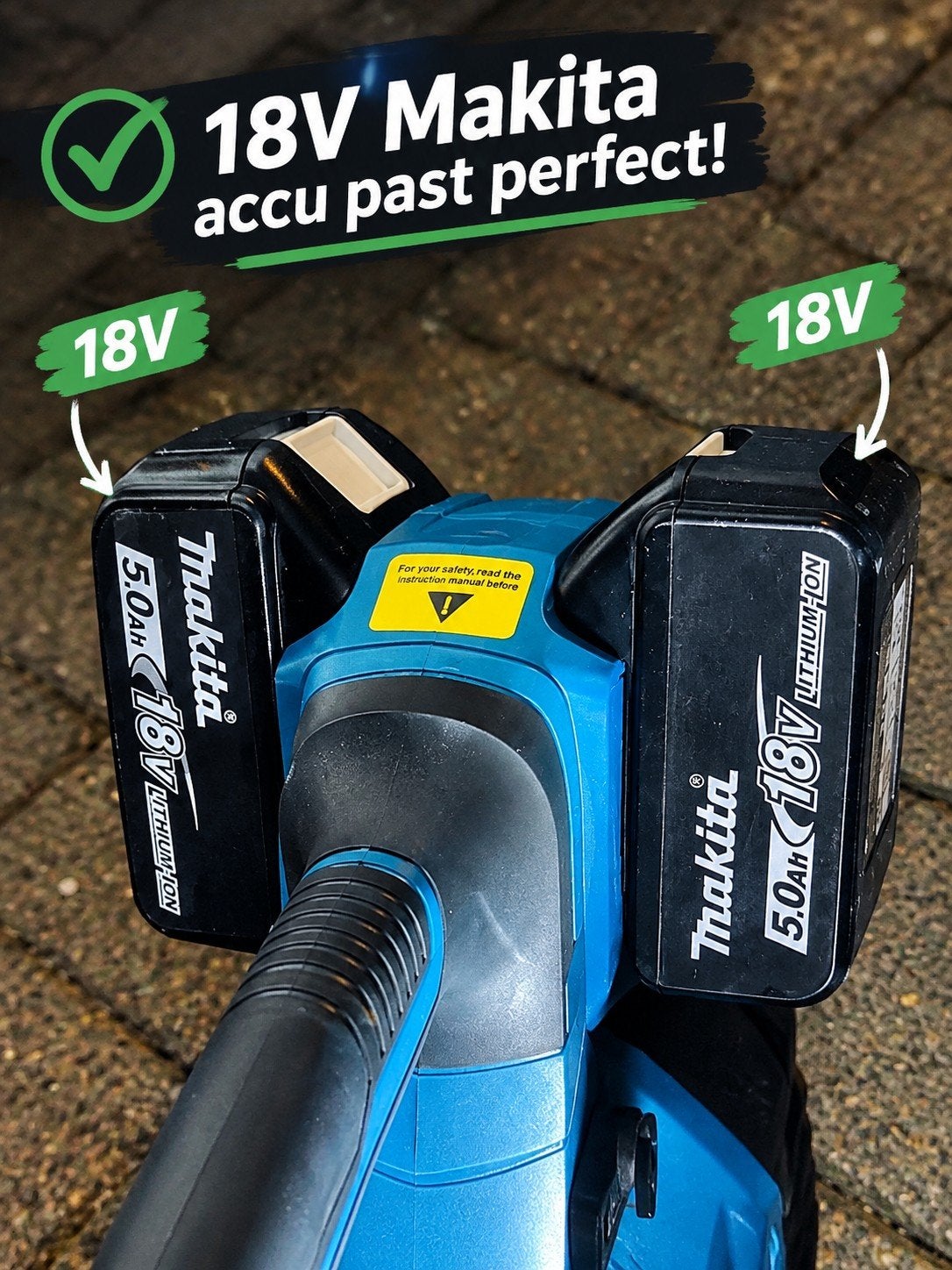 Bladblazer 40V 36V(2x18V) incl 4 x 5.2Ah accu en 2 opladers., Nieuw, Ophalen of Verzenden, Seesii for Makita®, Accu