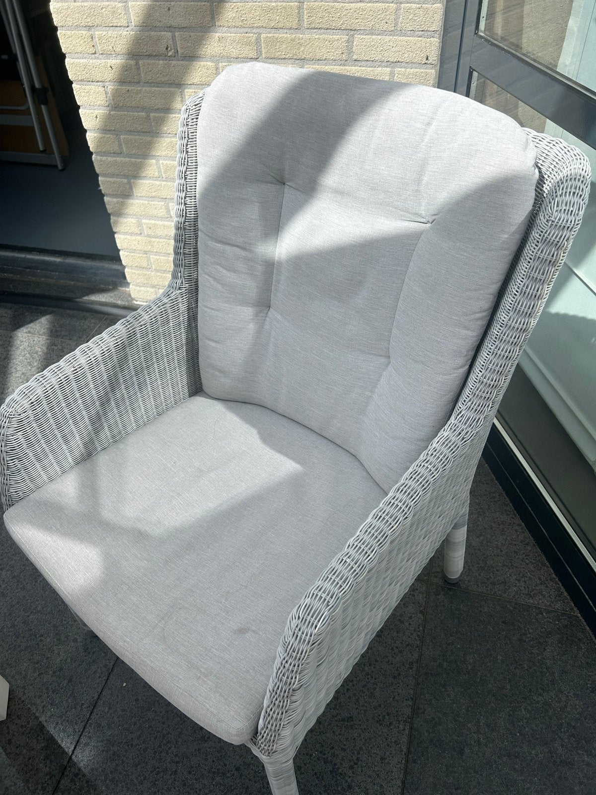 Luxe 4 Seasons Outdoor tuinstoel met kussen x 8, Ophalen, Zo goed als nieuw, Wicker