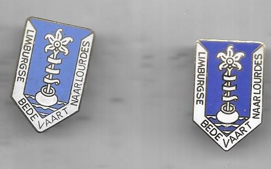 2 EMAILE LOURDES BROCHE SPELDEN, Ophalen of Verzenden, Gebruikt, Overige onderwerpen, Speldje of Pin