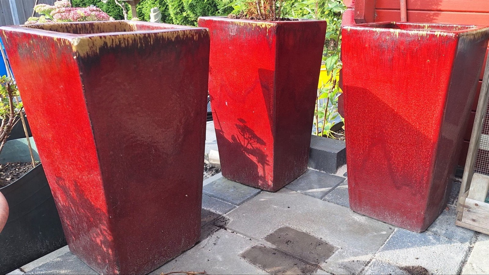 3 bloempotten geglazuurd, Tuin en Terras, Steen, Vierkant, Ophalen of Verzenden, Tuin