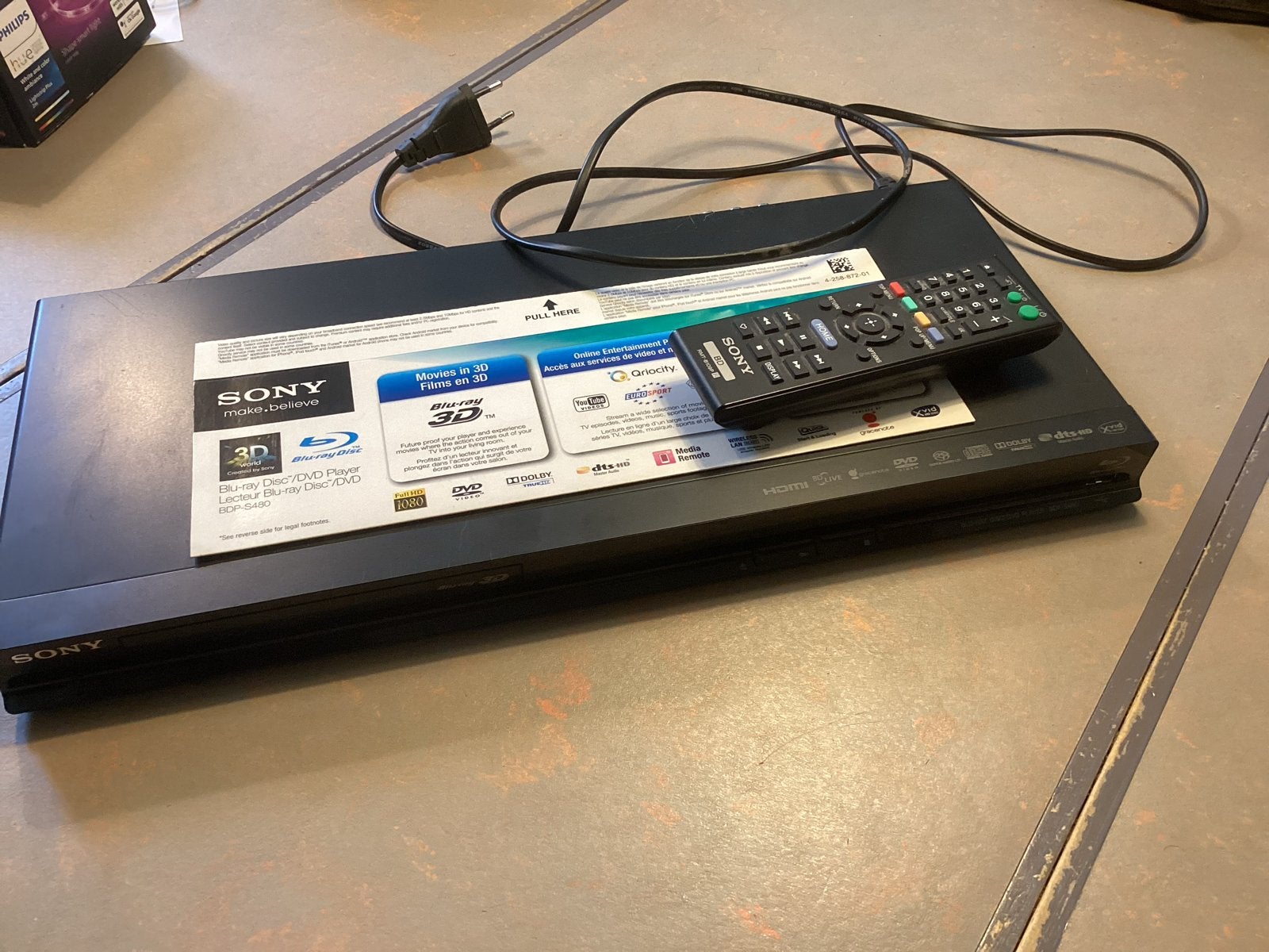 Sony Blu-ray Disc/DVD Speler BDP-S480 met afstandsbediening, Ophalen, Gebruikt, Sony