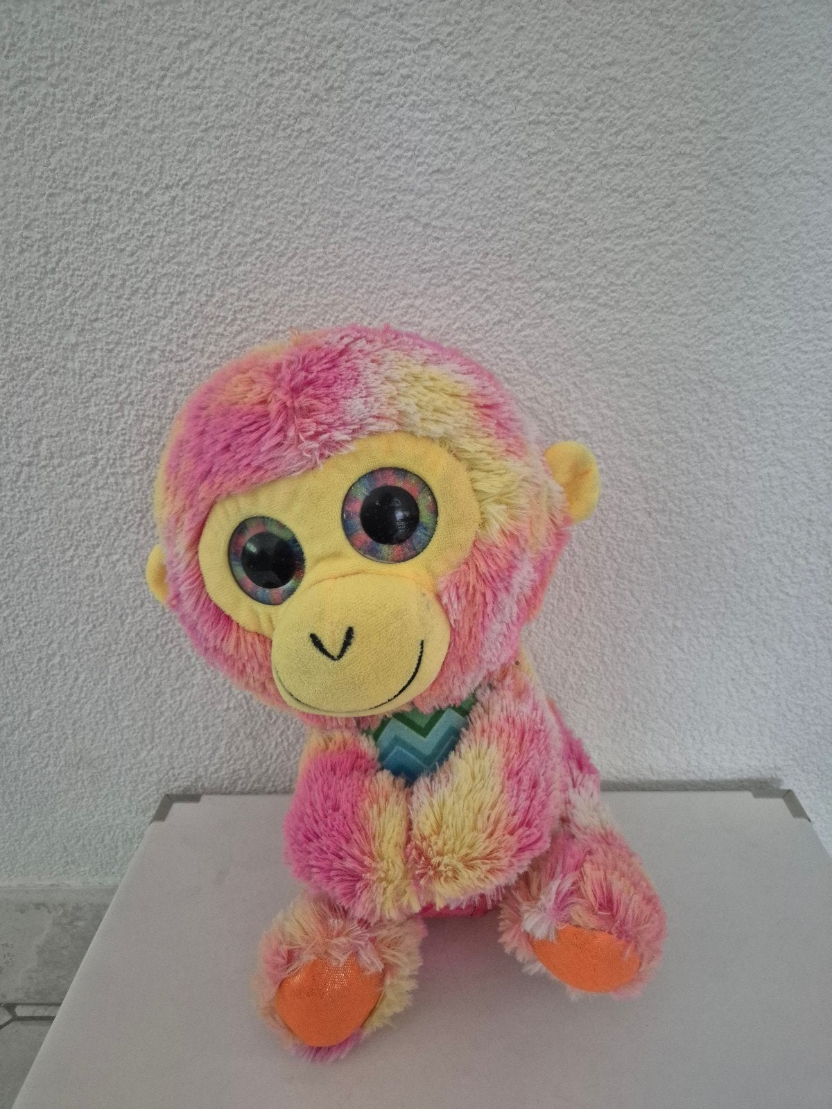 Eddy Toys knuffel aap roze geel regenboog, Ophalen of Verzenden, Nieuw, Aap