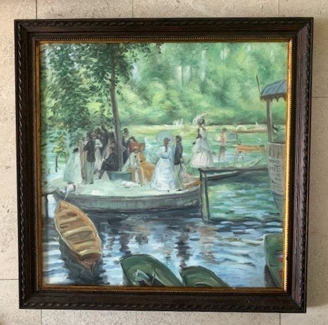 Deftige party bij het water - Russische School ?, Antiek en Kunst, Kunst | Schilderijen | Klassiek, Doek, Portret of Personen