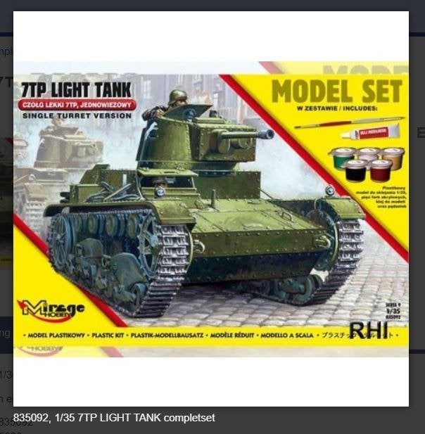 Bouwpakket Hobby Mirage schaal 1:35 7TP tank 835092 incl ver, Tank, Italeri, 1:32 tot 1:50, Nieuw