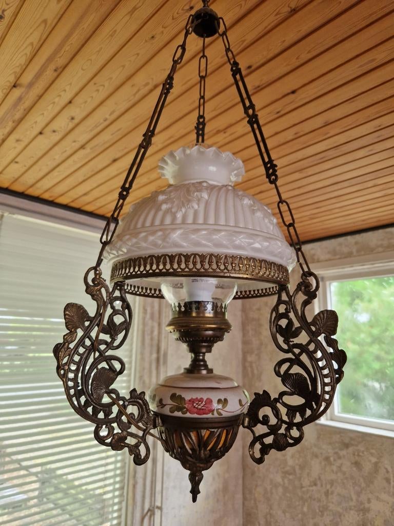 Antieke olielamp, Ophalen of Verzenden