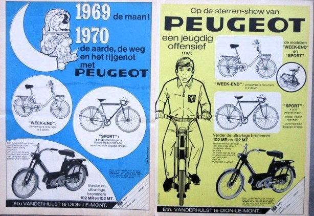 11 vintage advertenties reclames brommer motor 70-82 Peugeot, Ophalen of Verzenden, Gebruikt, Overige typen
