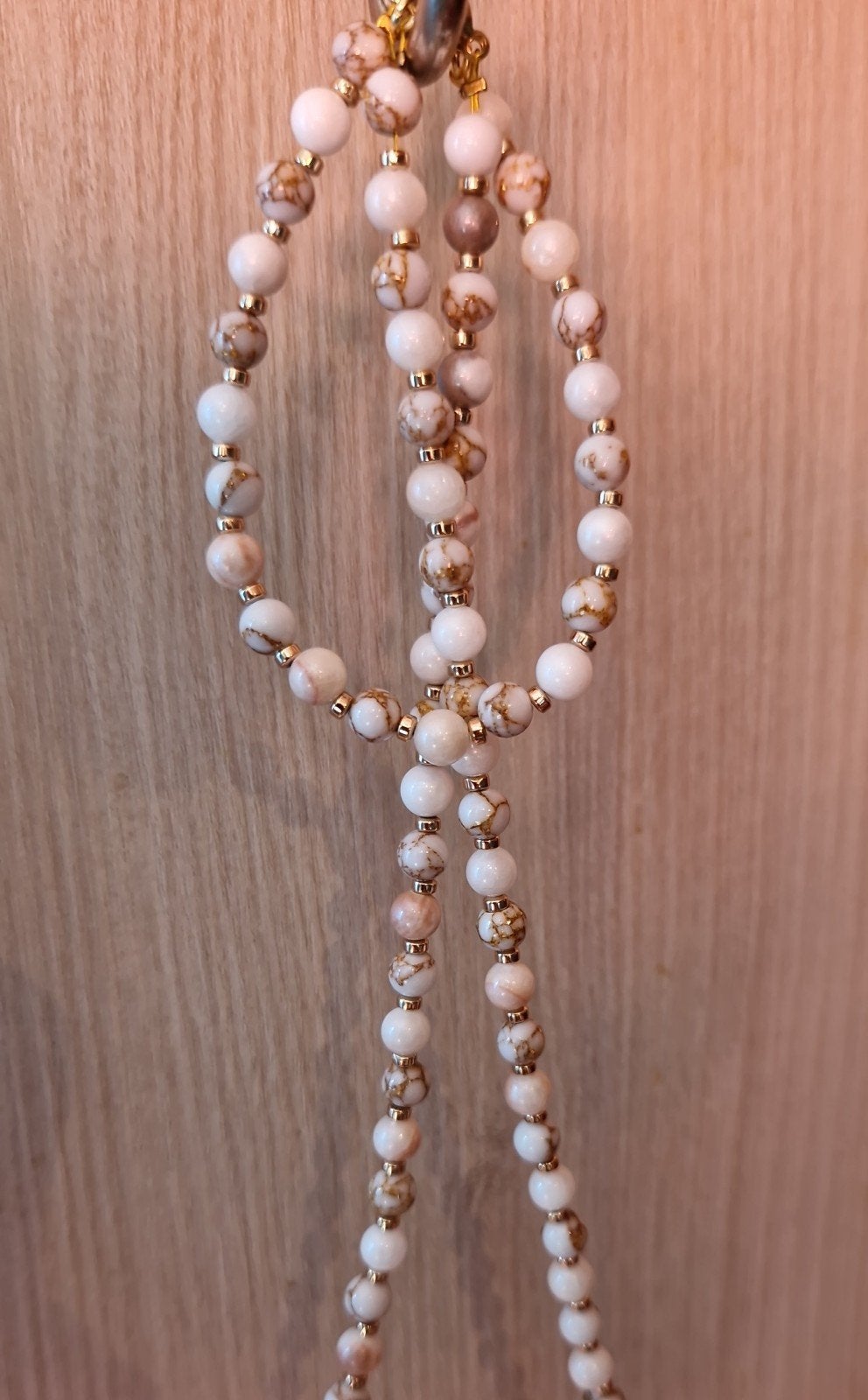 Handgemaakte ketting & armband set van natuurstenen, Sieraden, Tassen en Uiterlijk, Kettingen, Wit, Nieuw, Ophalen of Verzenden