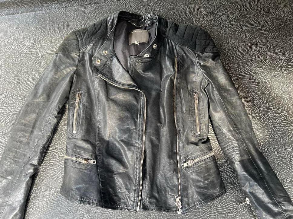 Zwart Leren Bikerjack - Maat 34 (XS) €10,-, Ophalen of Verzenden, Zo goed als nieuw
