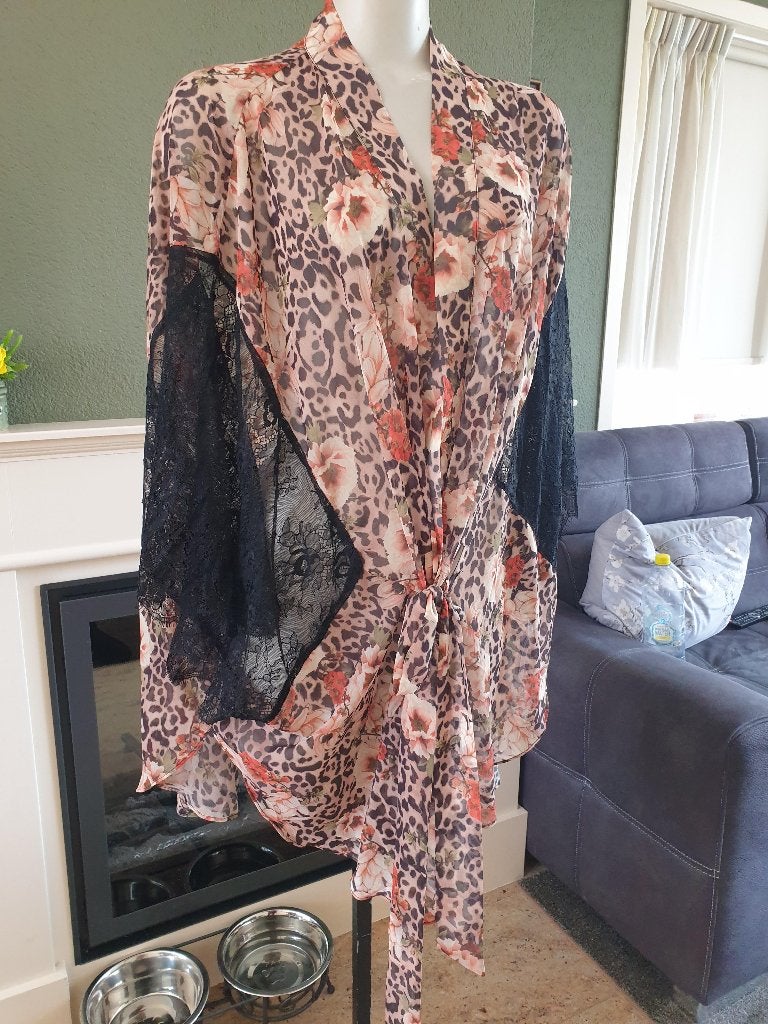 Guess prachtige luipaard kimono vest S 36, Guess, Verzenden, Beige, Zo goed als nieuw
