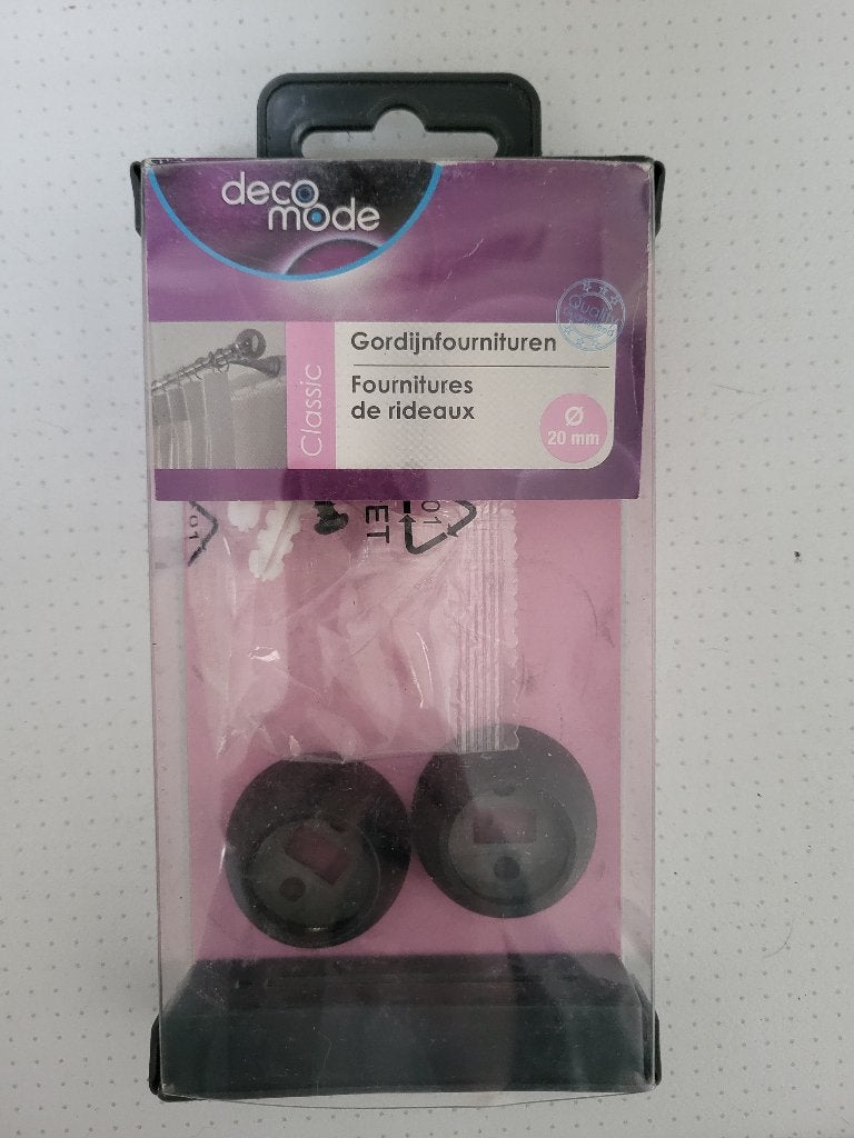 Decomode Gordijn Ophangsteunen Zwart 20mm (2 stuks), Overige merken, Zwart, Metaal, Nieuw