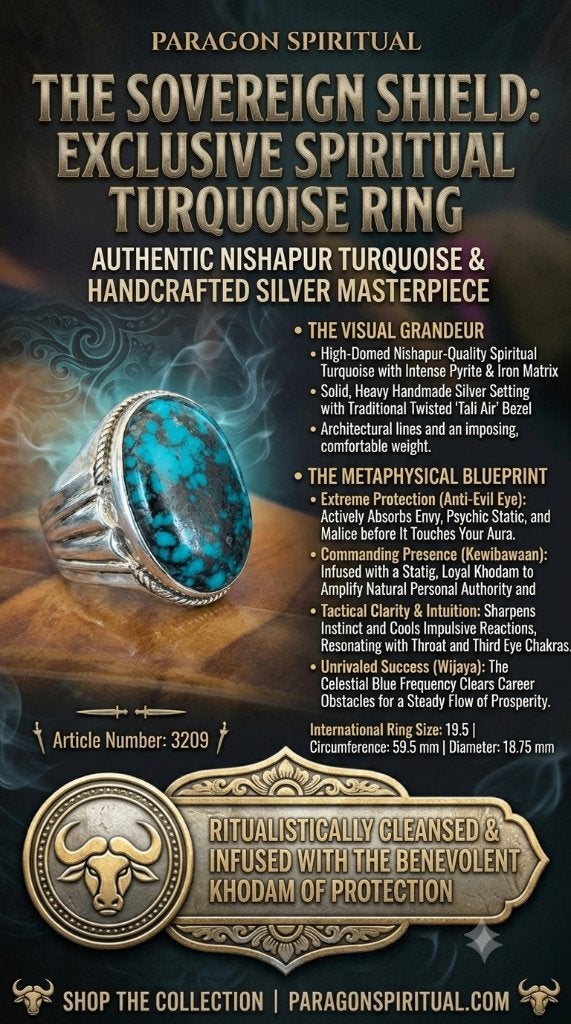Spirituele zilveren ring met turkoois - kris, keris, Ophalen of Verzenden