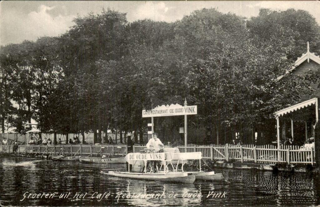 Café-Restaurant De Oude Vink - Terras aan het water, Ophalen of Verzenden, Voor 1920, Gelopen, Noord-Holland