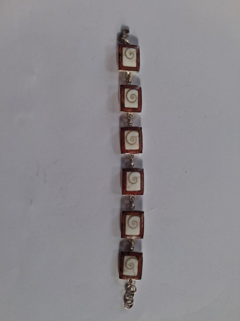 Zilveren armband met ingelegde steentjes, Gebruikt, Ophalen of Verzenden, Met edelsteen, Zilver