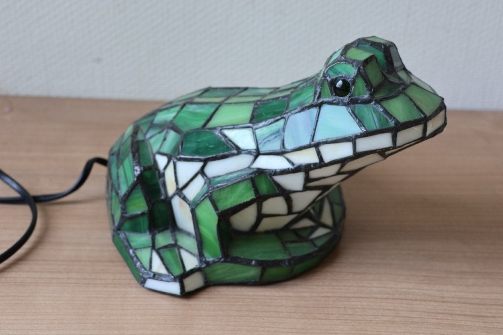 Tiffany-stijl tafellamp, Figuurlamp, Gebruikt, Groen, Tiffany Style