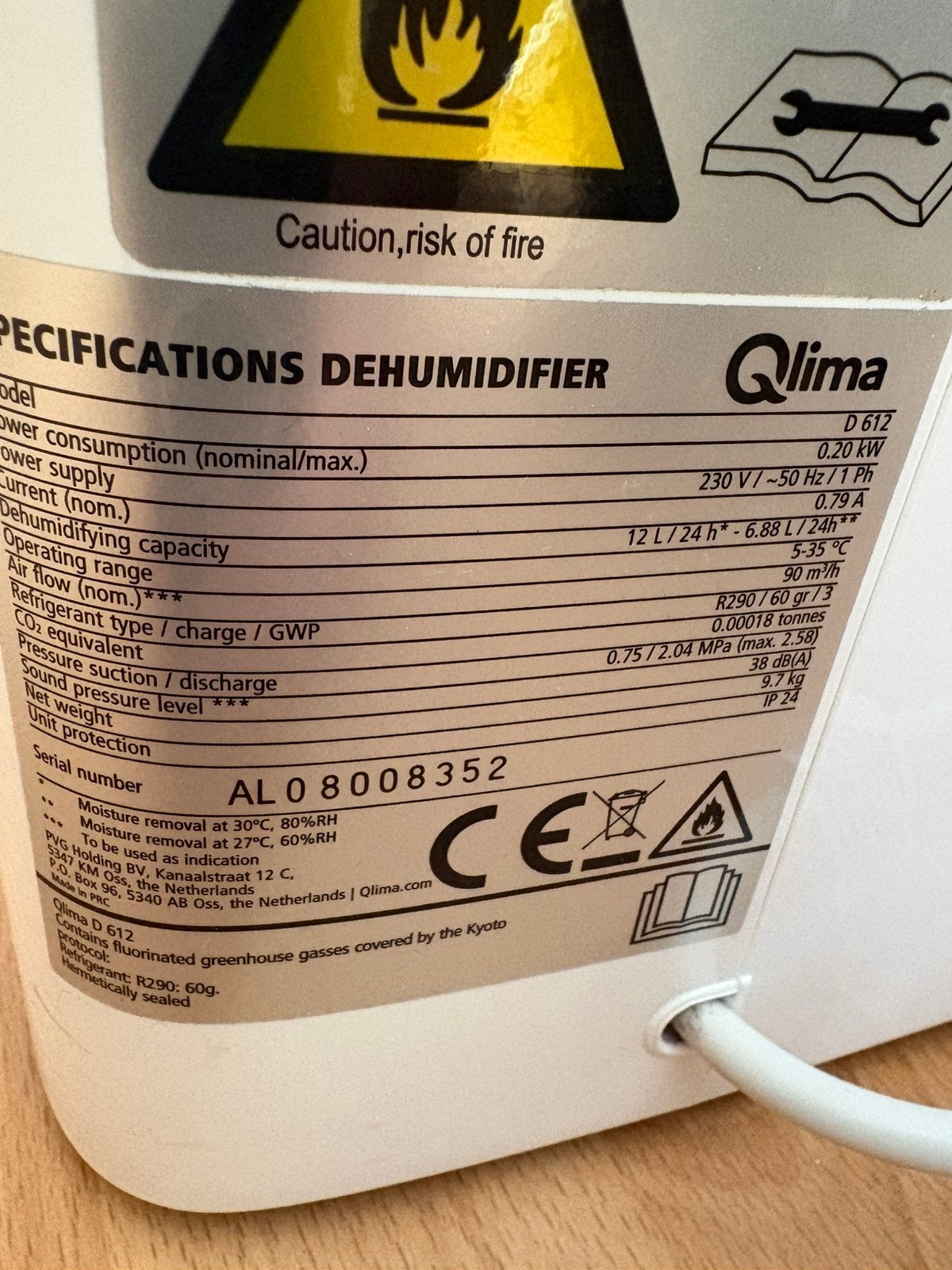 Qlima D612 luchtontvochtiger, Witgoed en Apparatuur, Ophalen, Gebruikt, Luchtontvochter