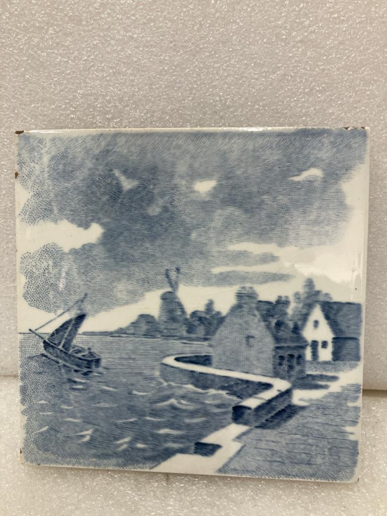 Vintage Belgisch Tegeltje met Hollands Landschap, Antiek en Kunst, Antiek | Wandborden en Tegels, Ophalen of Verzenden