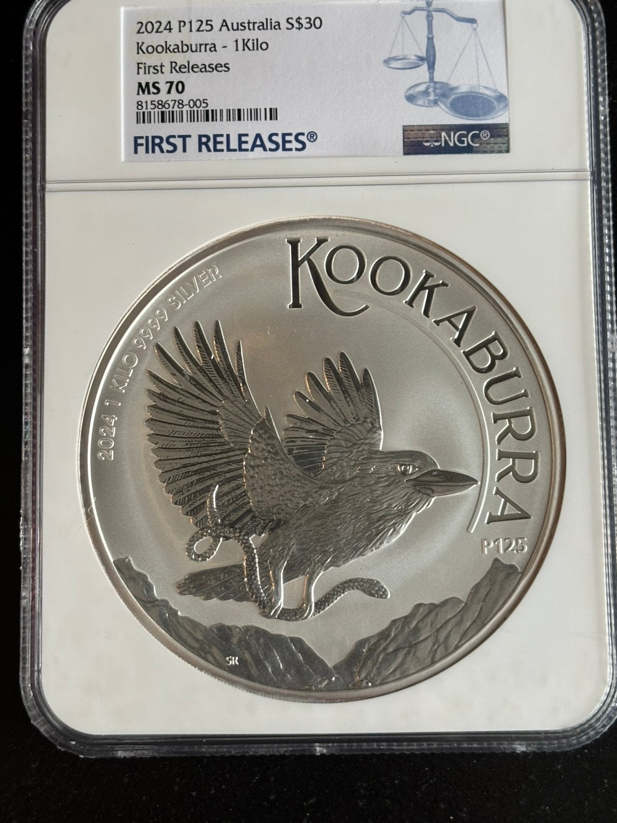 1 kilo kookaburra 2024 - zilver .9999 - NGC MS70 - FR, Postzegels en Munten, Edelmetalen en Baren, Ophalen of Verzenden, Zilver