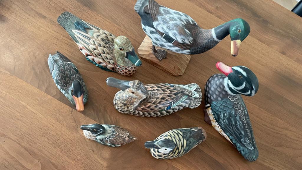 Set van 7 vintage houten eenden, Antiek en Kunst, Curiosa en Brocante, Ophalen of Verzenden