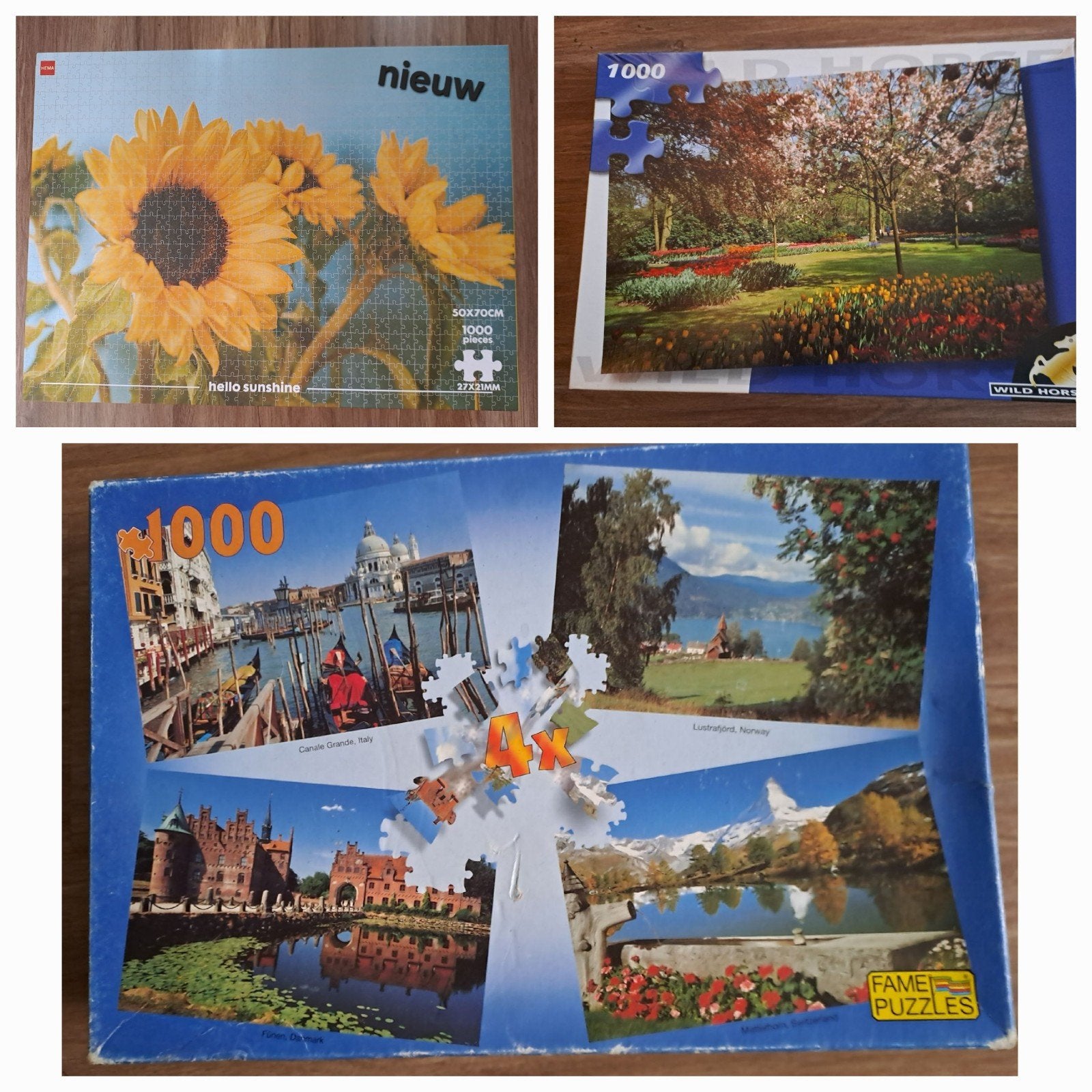 6 Legpuzzels van 1000 stukjes - Diverse Afbeeldingen, Ophalen of Verzenden, 500 t/m 1500 stukjes, Zo goed als nieuw, Legpuzzel