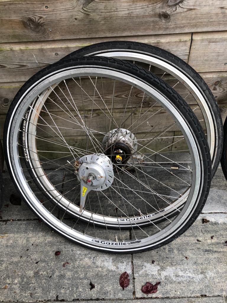 Velgen met naaf, Fietsen en Brommers, Fietsonderdelen, Gebruikt, Aluminium, Stadsfiets, Ophalen