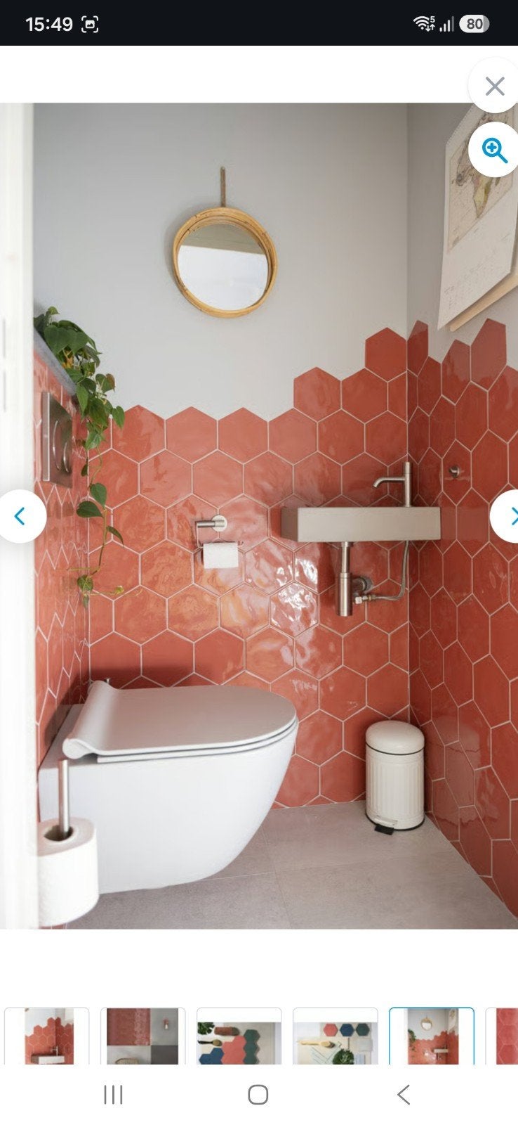 Hexagon wandtegels rood (Cherry Pie) - Terratinta, Doe-het-zelf en Verbouw, Ophalen, Nieuw, Minder dan 20 cm, Minder dan 20 cm