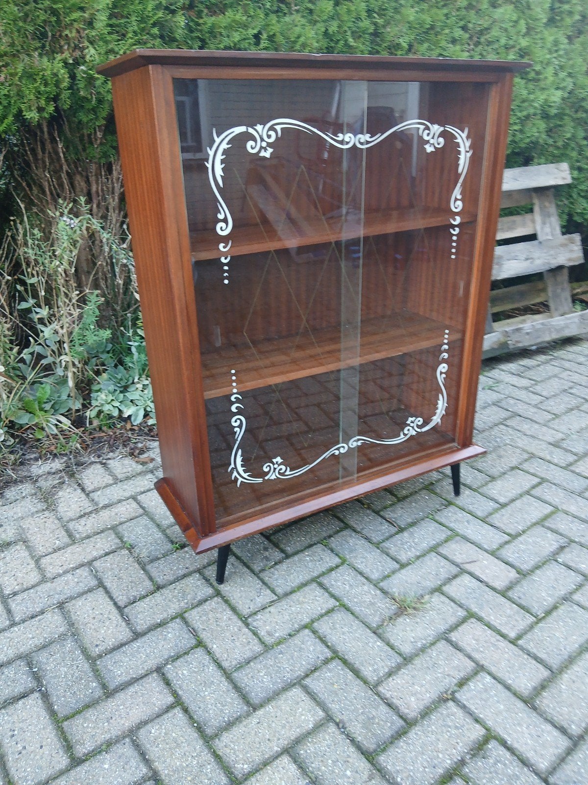 retro mid century kast met glazen deuren, Ophalen, Huis en Inrichting