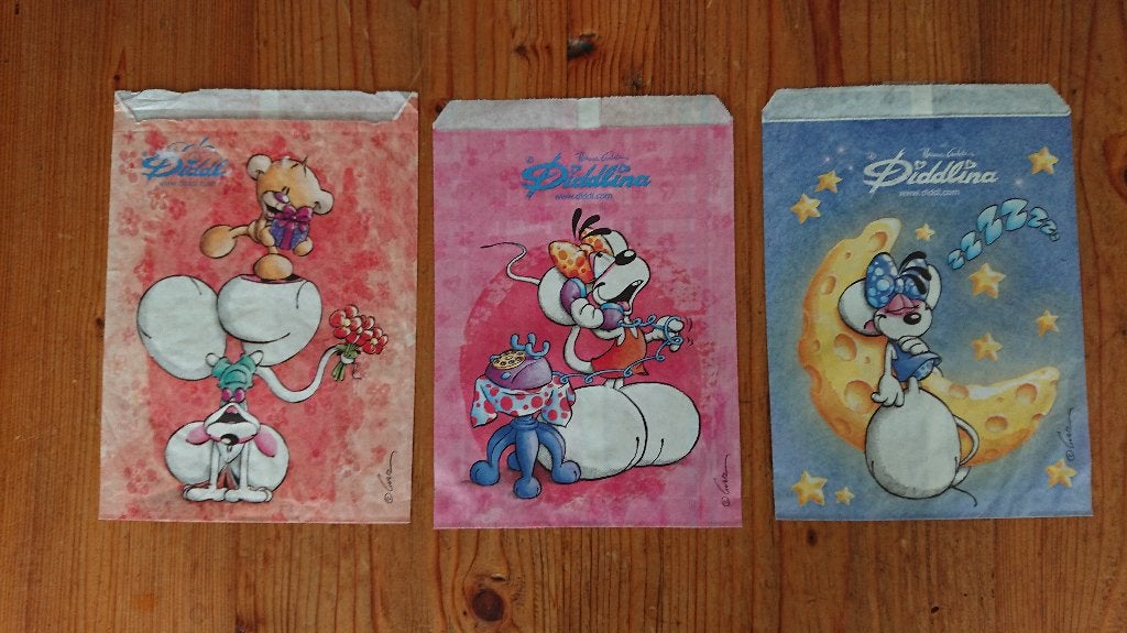 3 verschillende Diddl zakjes 15X20 cm. 58-59-60, Verzamelen, Ophalen of Verzenden, Verschillende figuren, Zo goed als nieuw, Tas, Koffer of Zak
