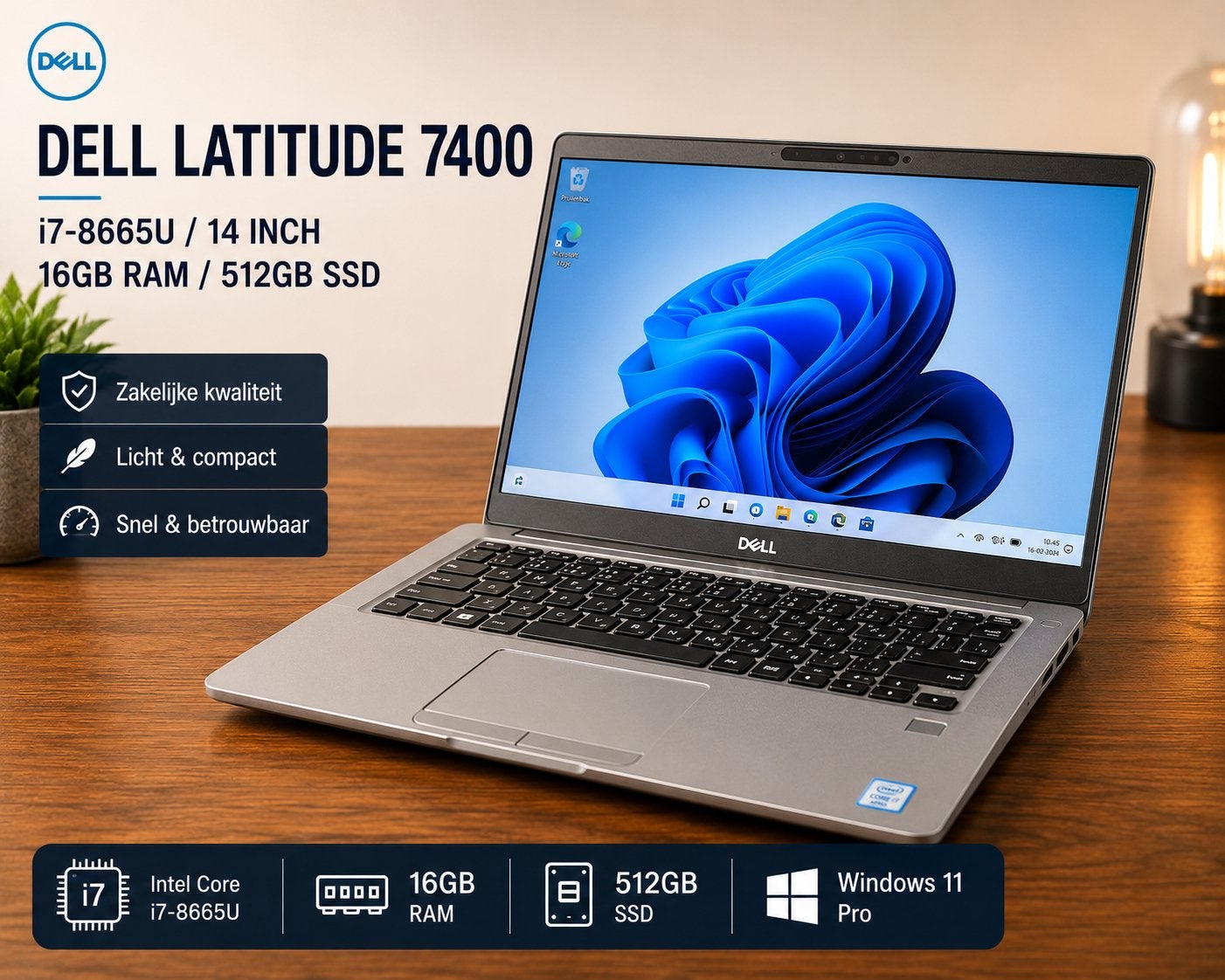 Dell Latitude 7400 / i7-8665u / 14 inch / 16GB RAM / 512GB, Ophalen, Virtual Reality, Zo goed als nieuw, SSD