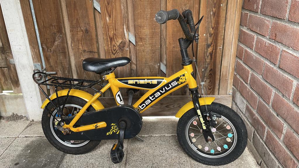 Batavus Snake kinderfiets - Geel, 12inch, Fietsen en Brommers, Fietsen | Kinderfietsjes, Ophalen of Verzenden, Zo goed als nieuw