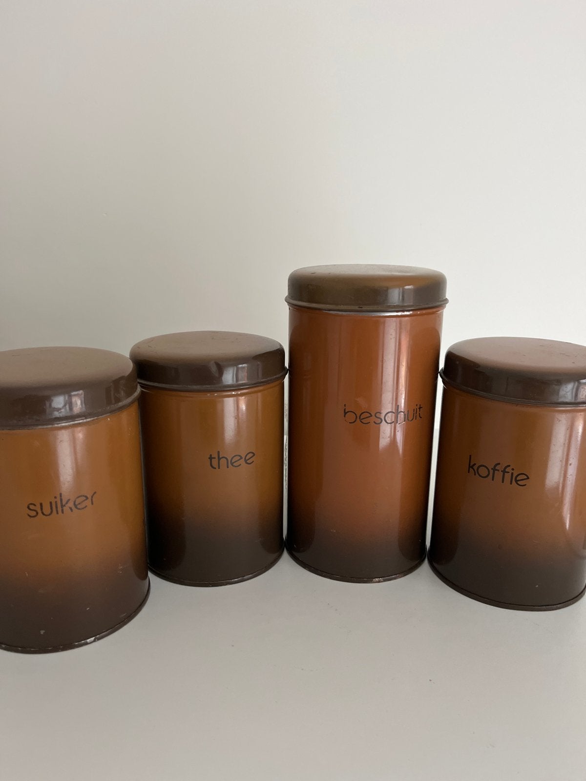 Vintage Brabantia voorraad bussen set - koffie, thee, suiker, Ophalen of Verzenden