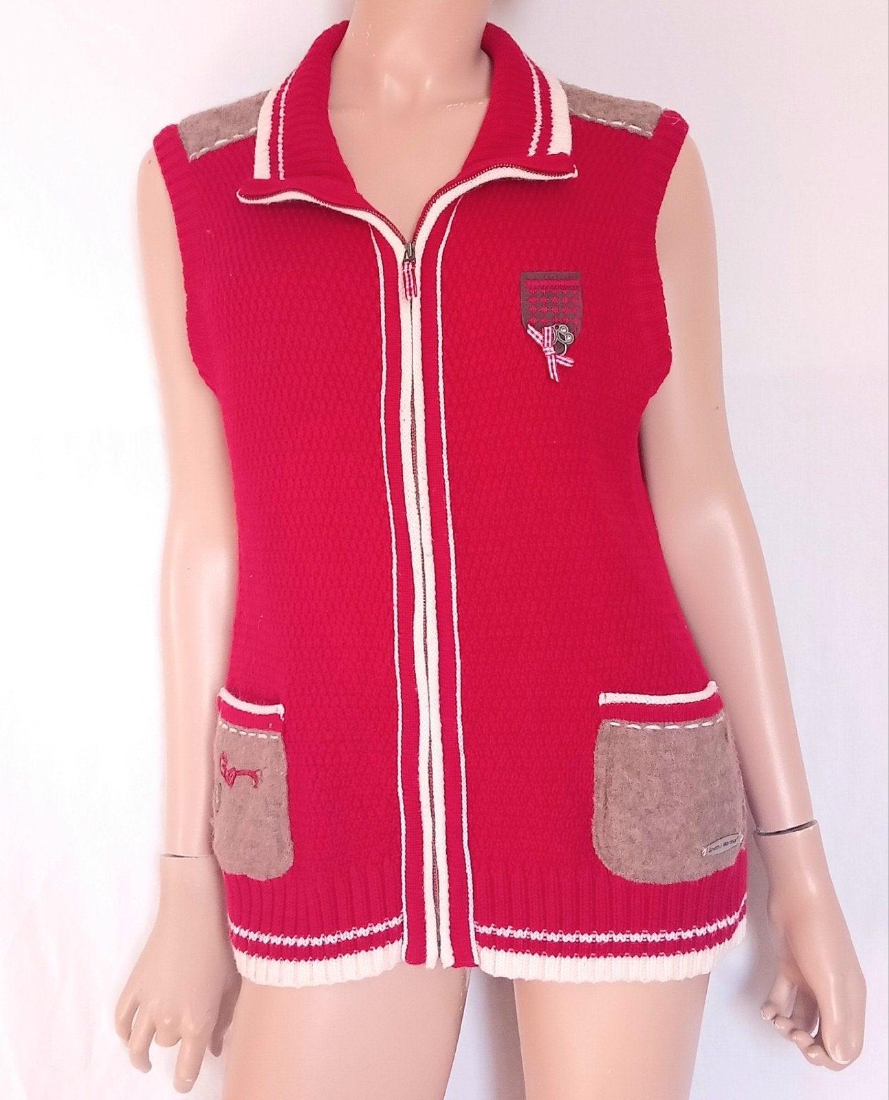 SPIETH WENSKY Vest Gilet , Maat 42 - 44 , WOL, Ophalen of Verzenden, Zo goed als nieuw, Maat 42/44 (L), Rood
