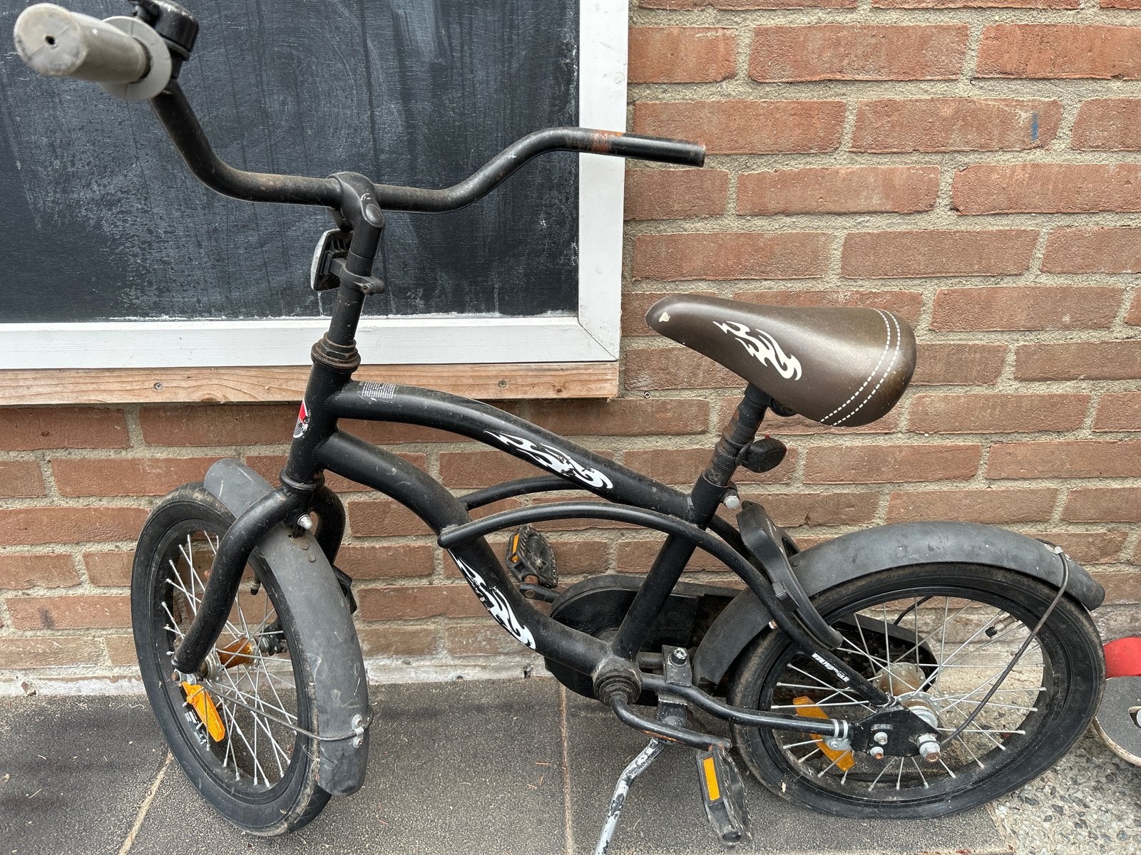 Kinderfiets zwart - 16 inch gratis = opknapper, Ophalen, Gebruikt, Terugtraprem, 16 tot 20 inch