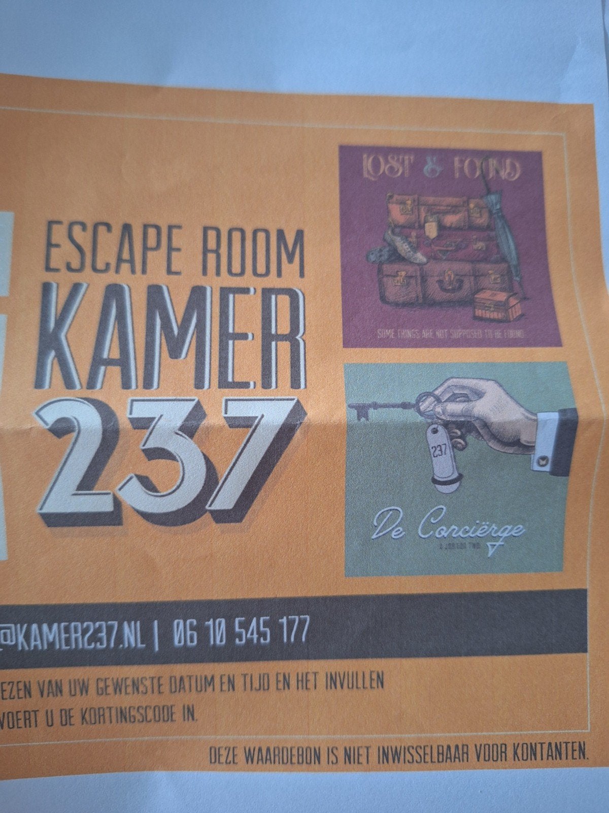 cadeaukaart escape room kamer 237 Volkel, Tickets en Kaartjes