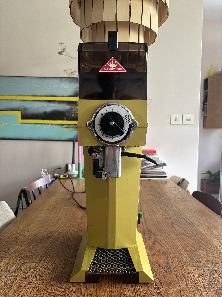 Mahlkönig K32/20 Professionele Koffiemolen Uniek Mosterdgeel, Ophalen, Gebruikt, 10 kopjes of meer, Koffiemachine