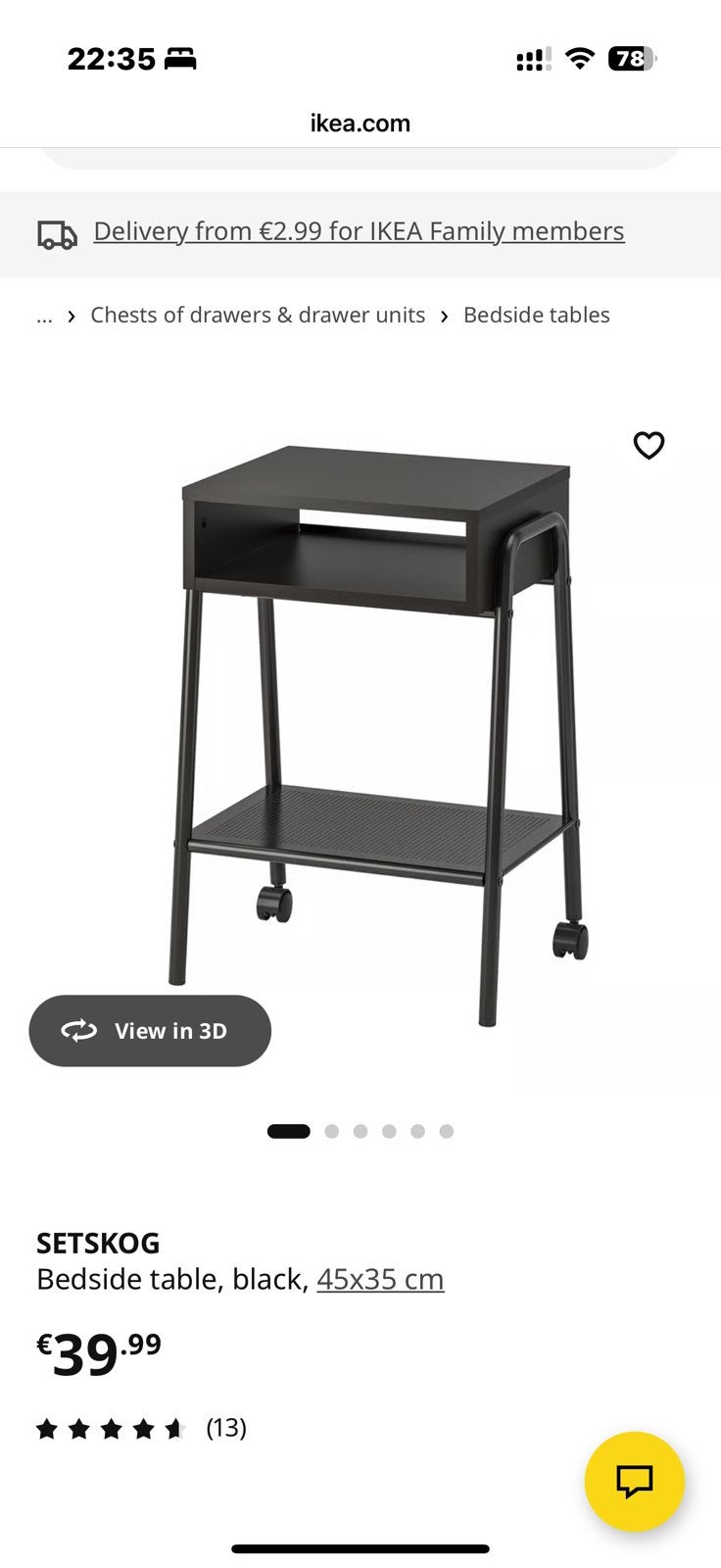 IKEA SETKOG nachtkastjes wit, Ophalen, Zo goed als nieuw, Minder dan 45 cm, 55 tot 70 cm