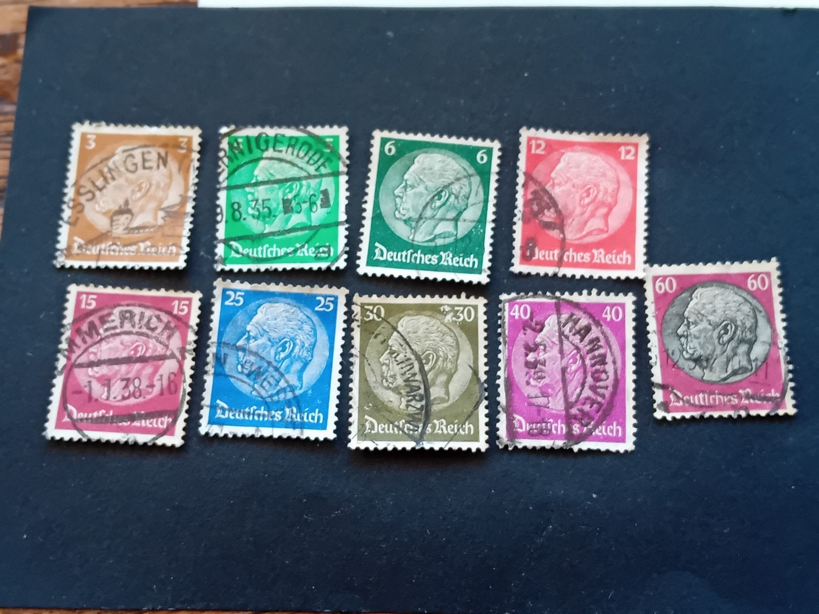 Duitse postzegels met Hindenburg-portret, gestempeld, Ophalen of Verzenden, Duitse Keizerrijk