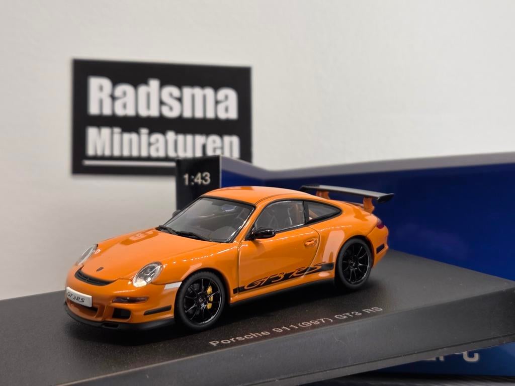 Porsche 997 GT3 RS - Orange/Black - 1:43 AUTOart, Overige merken, Auto, Ophalen of Verzenden, Zo goed als nieuw