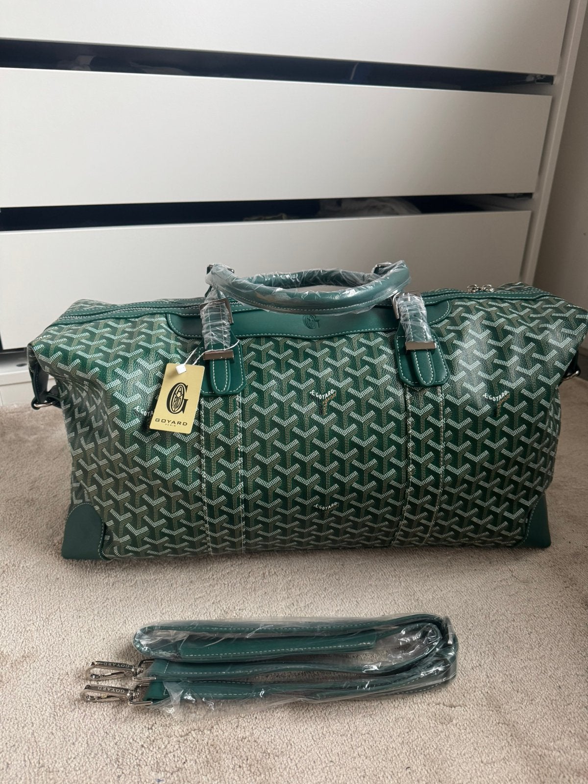 Goyard boeing dufflebag reistas weekendtas groen, Ophalen of Verzenden, Nieuw, Groen, 40 tot 60 cm