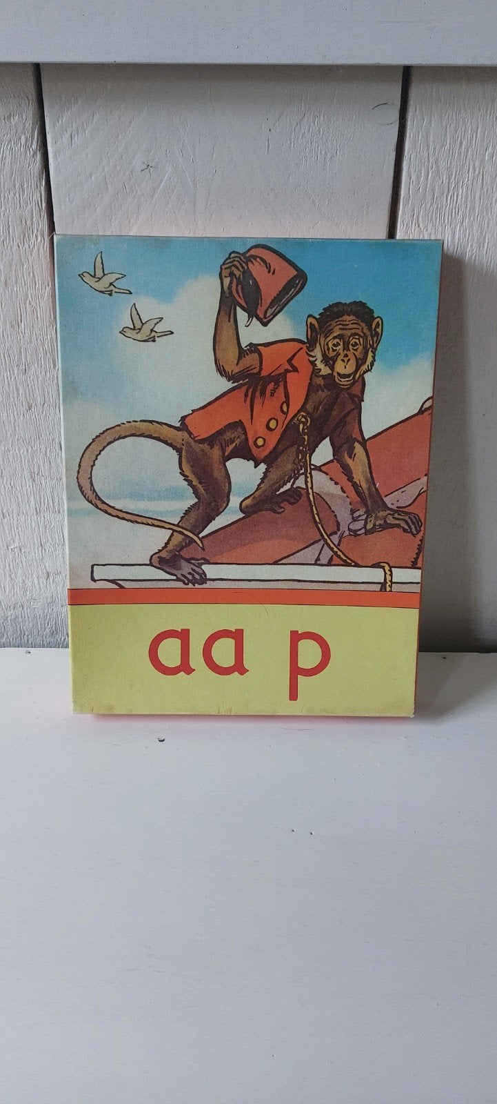 vintage puzzel aap  van het leesplankje puzzelen verzamelen, Verzamelen, Ophalen of Verzenden