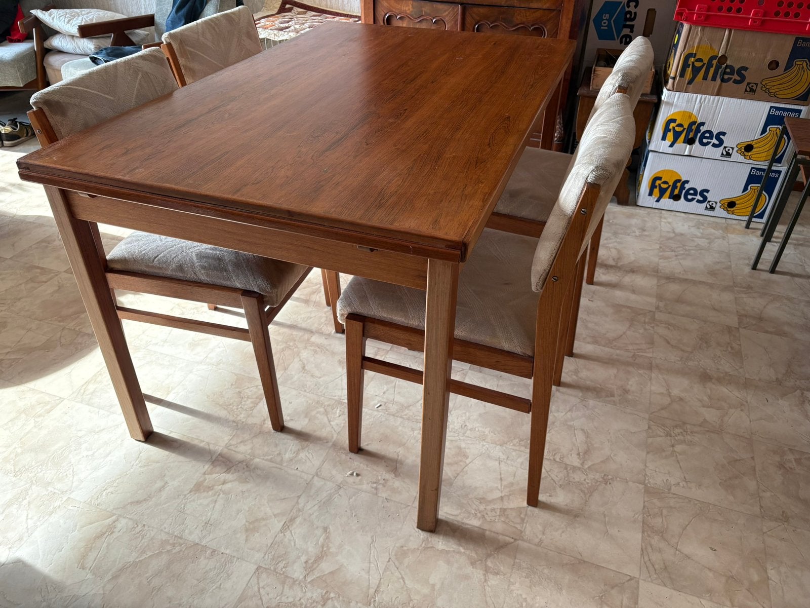 Vintage eethoek jaren 60, Huis en Inrichting, Ophalen, Gebruikt, 4 tot 6 stoelen