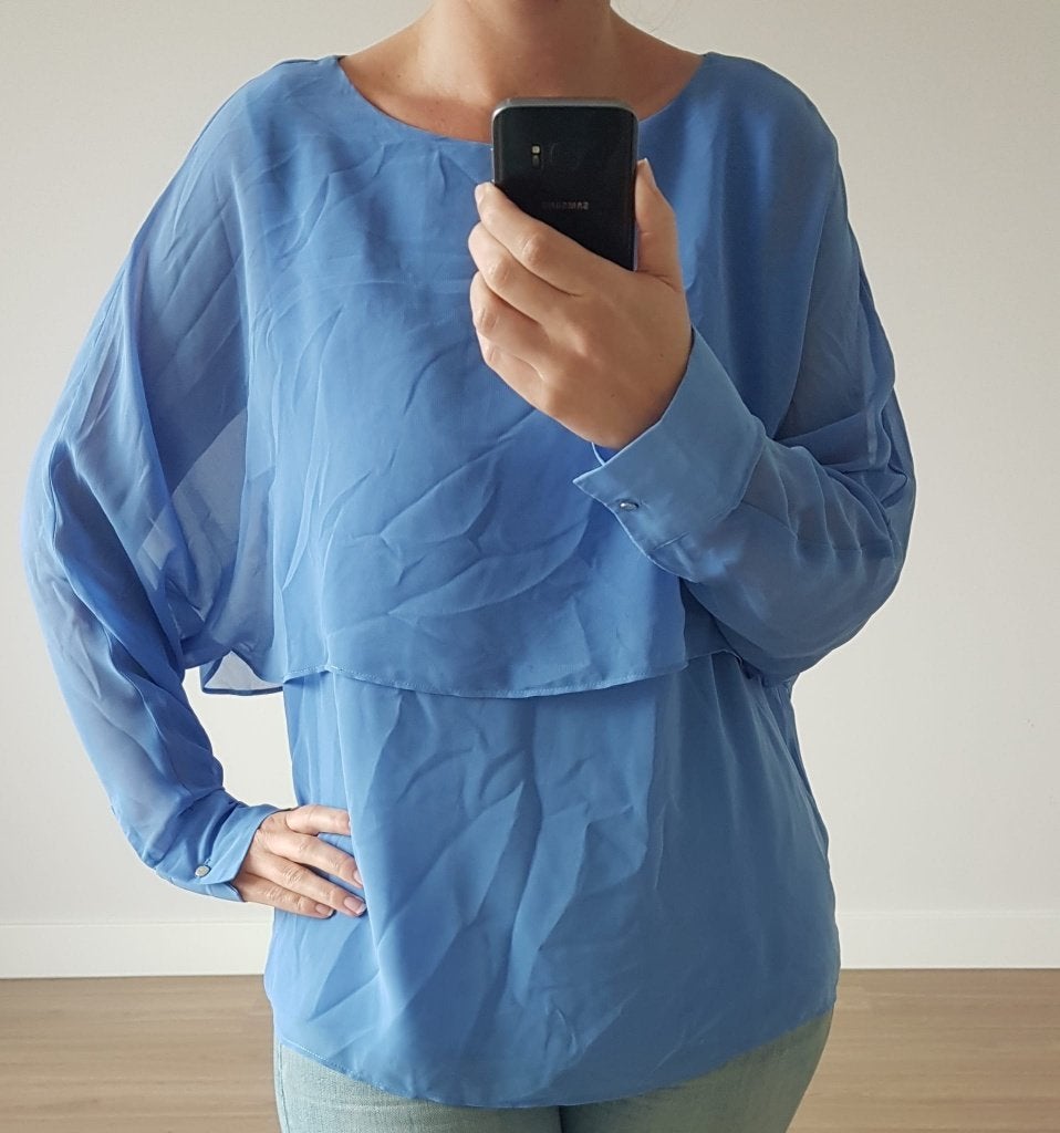 Luchtige blauwe blouse met dubbele laag, Maat 42/44 (L), Nieuw, Sixth sense, Verzenden