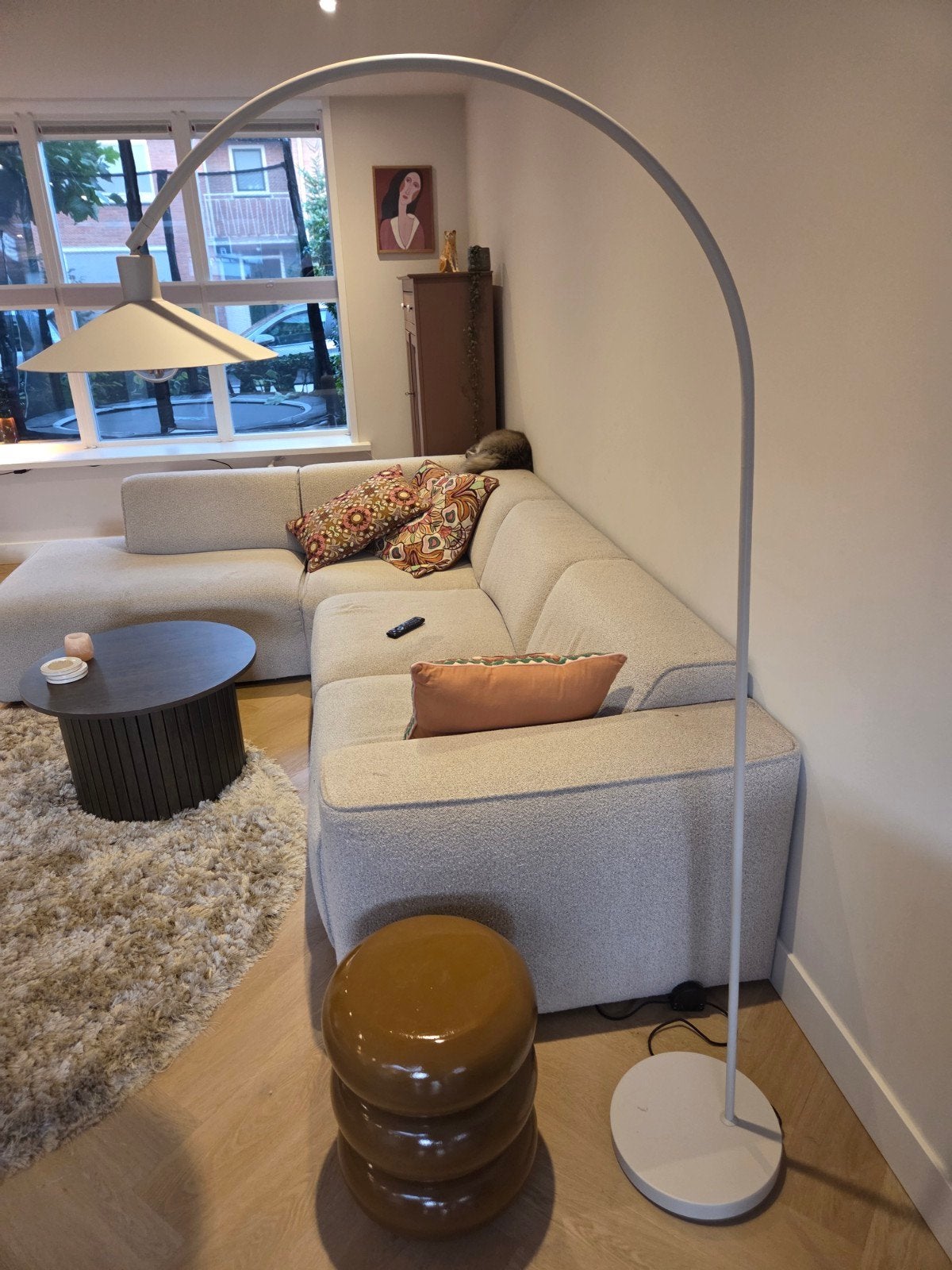 Karwei vloerlamp Philou beige - Zo goed als nieuw, Ophalen, E27 (groot), Zo goed als nieuw, Metaal