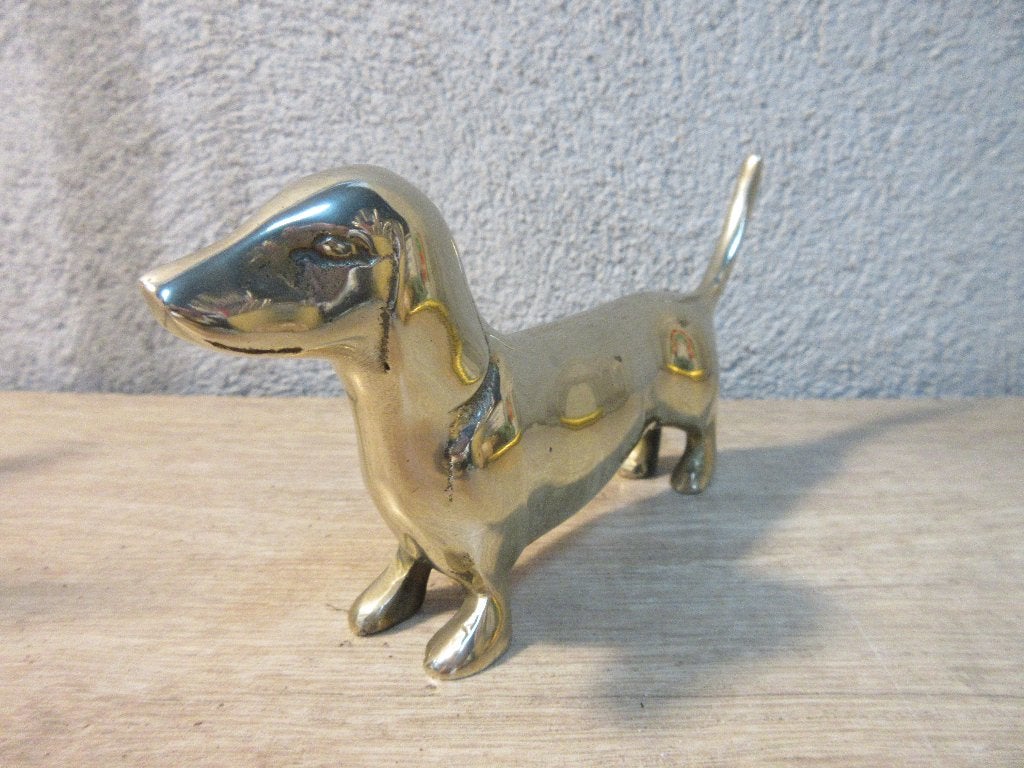 Vintage koperen teckel beeld, Ophalen of Verzenden