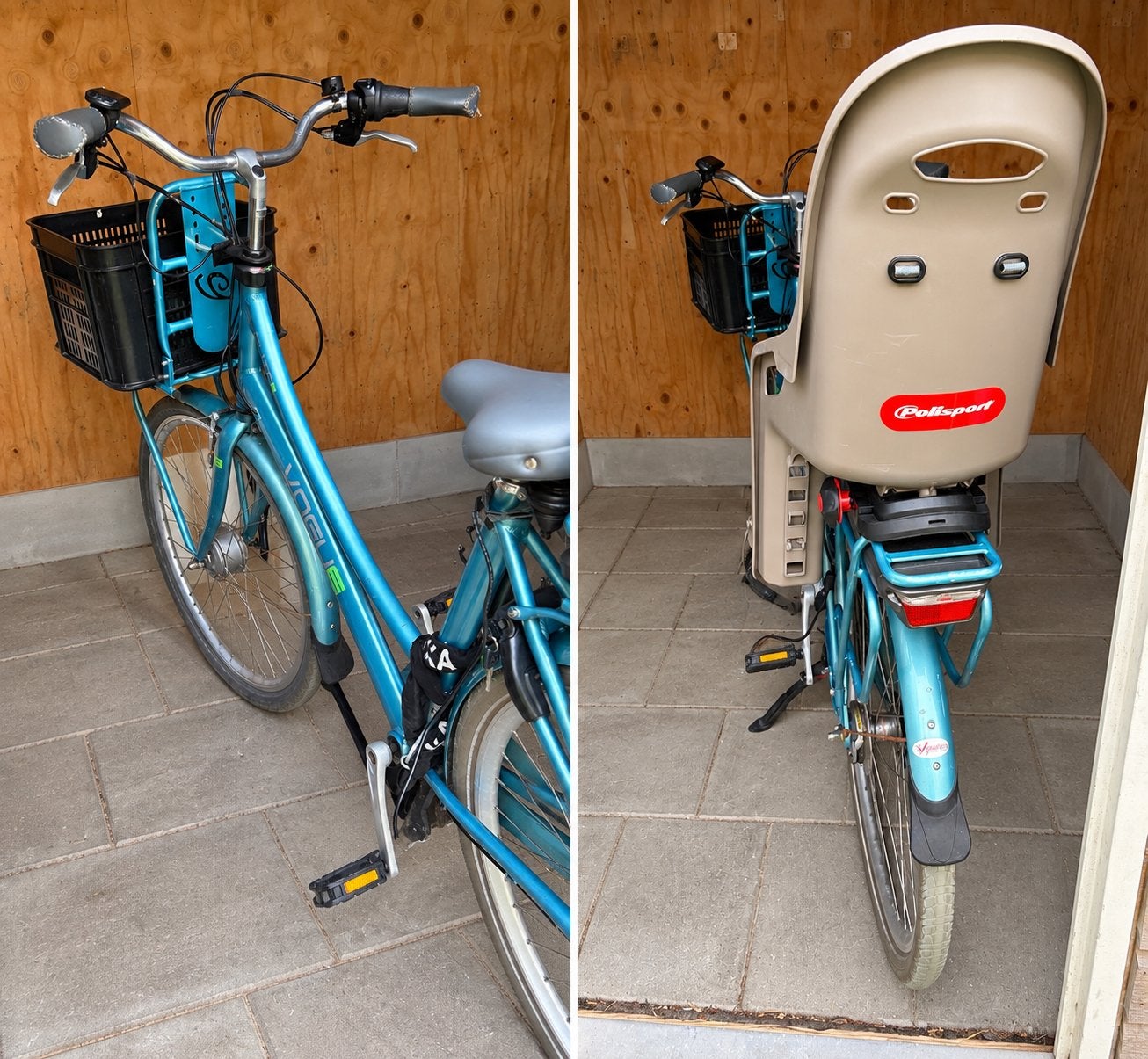 Electric Vogel damesfiets met kinderzitje en mandje, Velgrem, Versnellingen, Ophalen, Overige merken