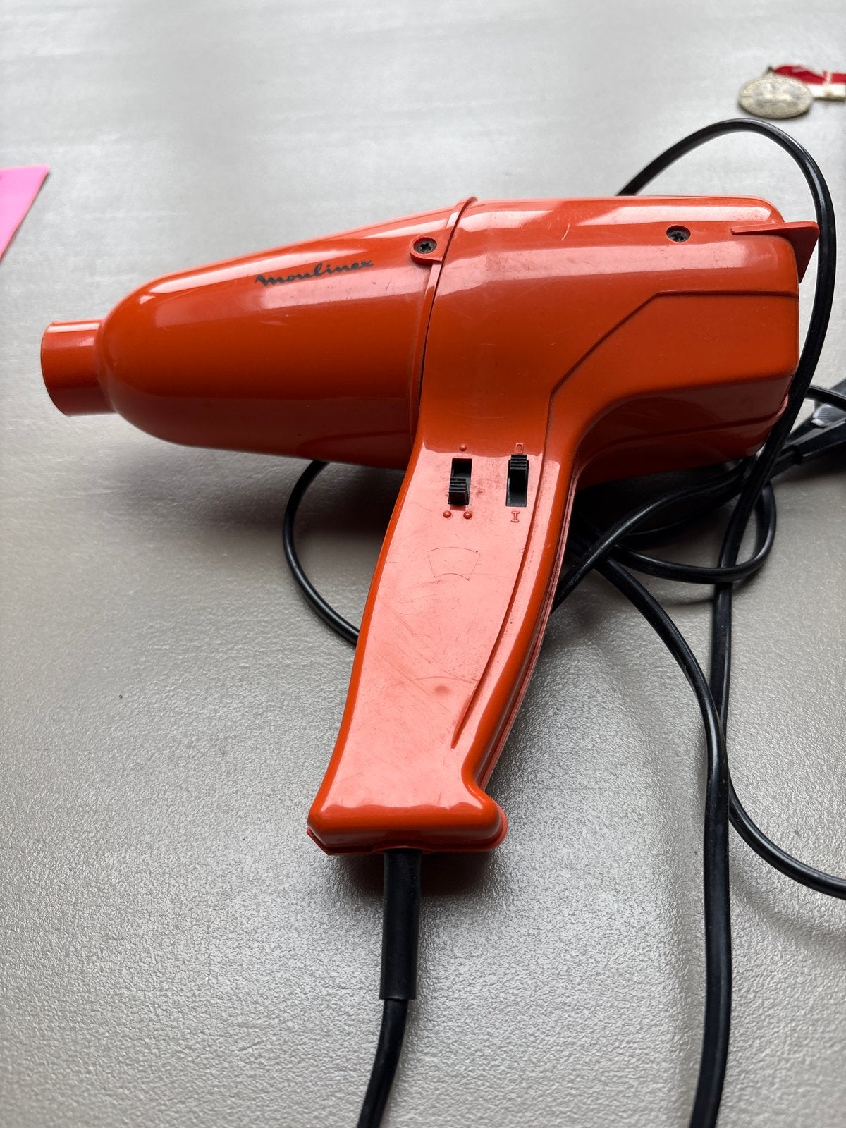 Vintage Moulinex Föhn - Oranje Haardroger, Ophalen of Verzenden, Gebruikt, Föhn of Haardroger